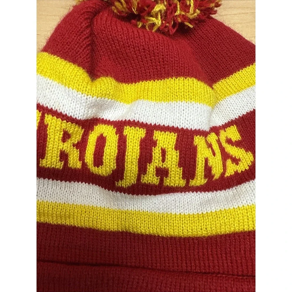 USC Trojans Fight On Knit Beanie Pom Hat Red White Yellow